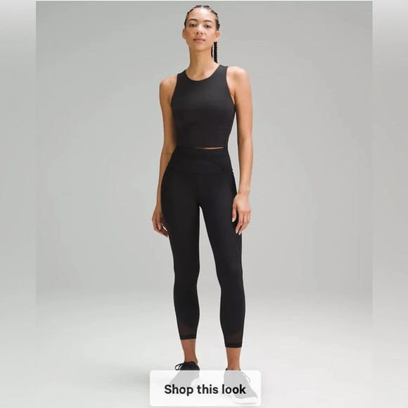 Lululemon Wunder Train Tank Top in Black Everlux Cropped Athleisure Top Size 6 - Picture 2 of 12